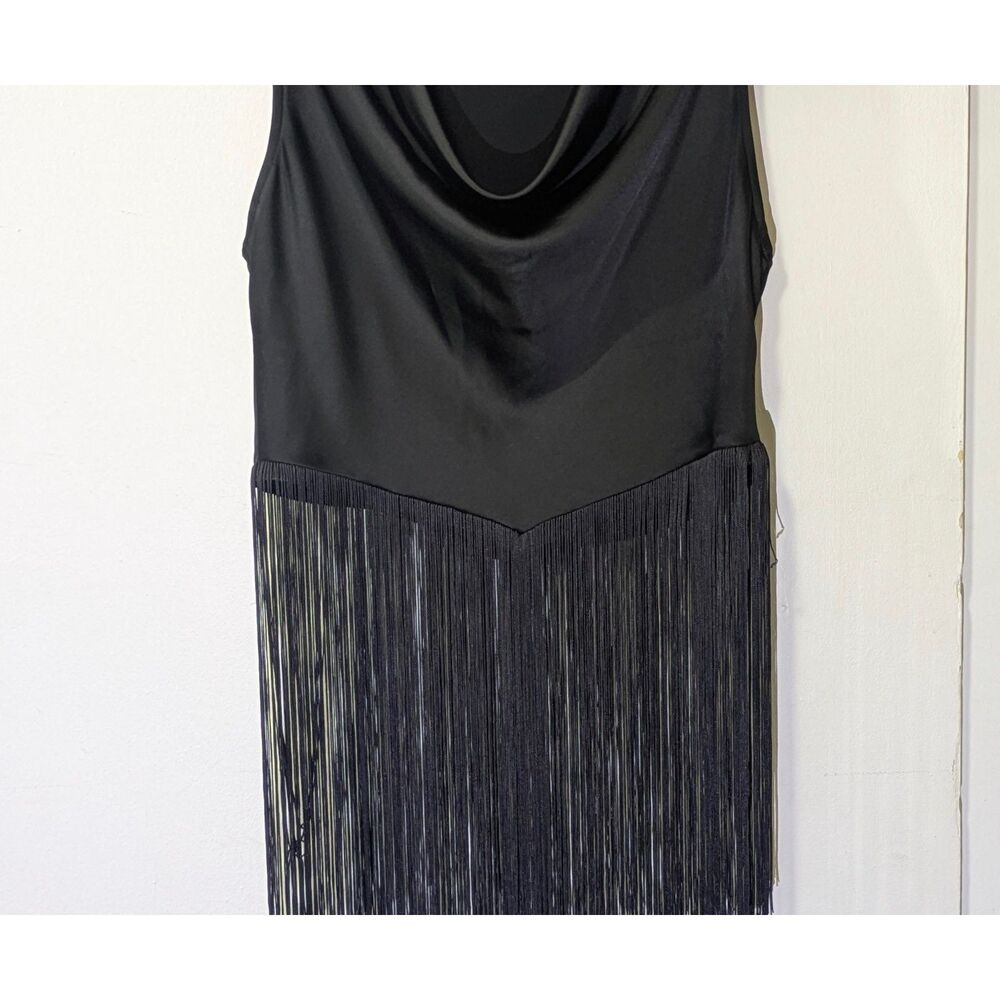 ZARA Sleeveless Cowl Neck - V-Shaped Hem and Fringe sz. XS